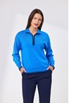 CRUZ ZIP PLACKET MERINO JUMPER - bright blu